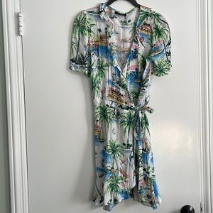 Zara tropical wrap mini dress size small